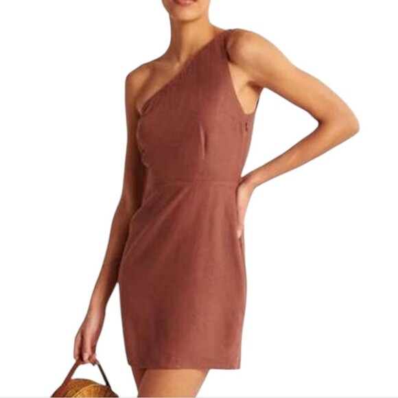 NEW J Crew Silk Dress One Shoulder‎ Short Mini Sheath Shift Mauve Purple Pink 2 - Picture 1 of 15